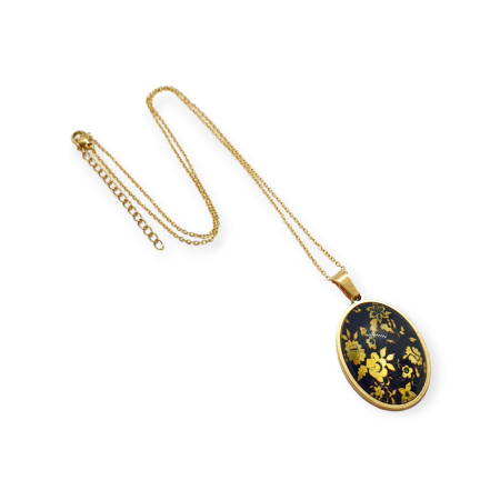 necklace steel gold flowers
